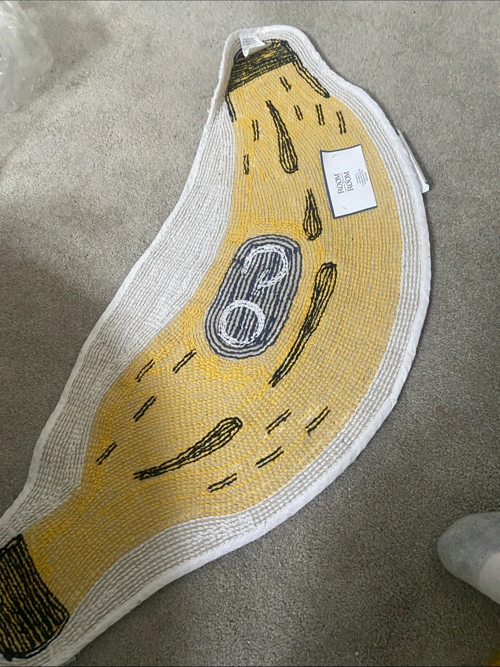 Yellow Banana-Shaped Cotton Accent Rug
